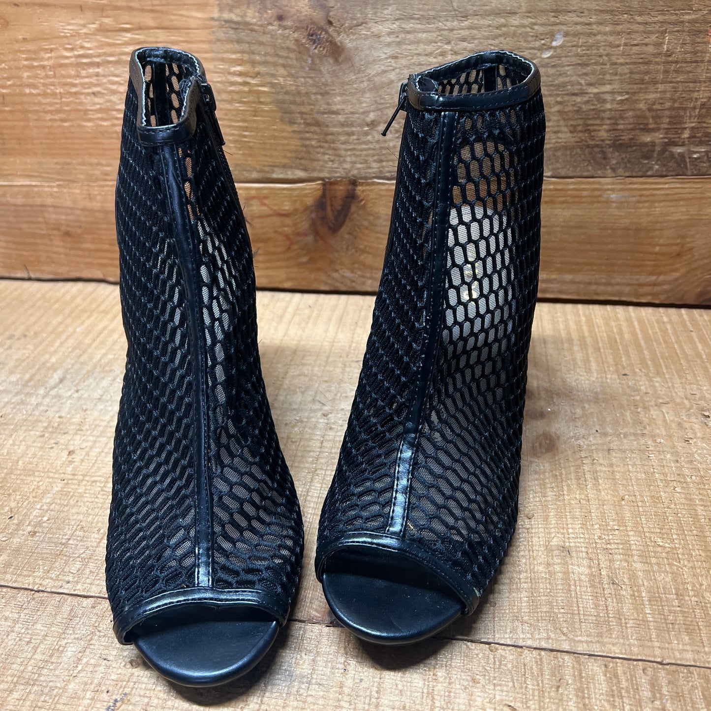 Women's Bamboo  •Abbatha-01• High-heeled Mesh covered Sandal 8.5M Black Mesh