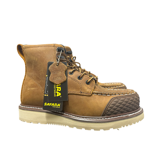 Safara 6888 Moccassian Steel-toe 6" Boot - Tan Leather