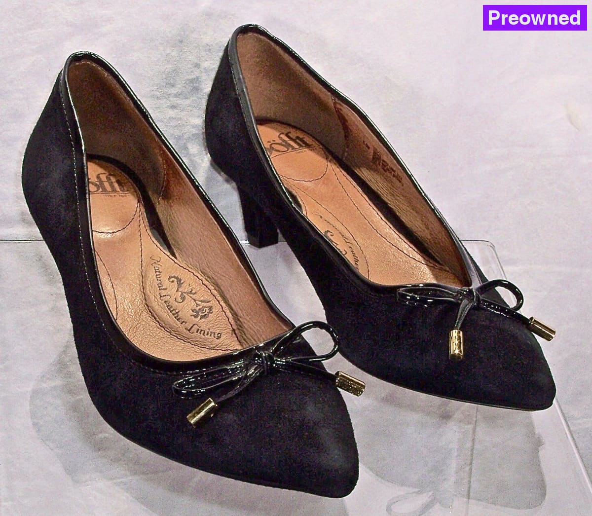 Sofft Womens Annabeth Kitten Heel Pump - Black Suede Size 6.5M Pump