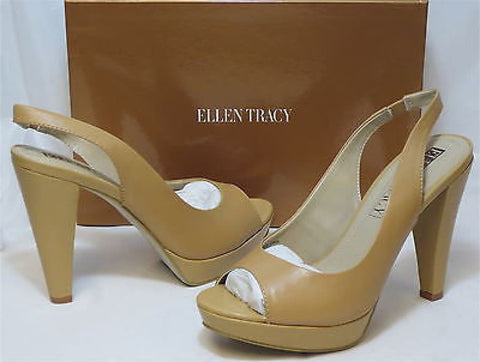 ELLEN TRACY Women's Nights Peep Toe Platforms - Tan - - ShooDog.com