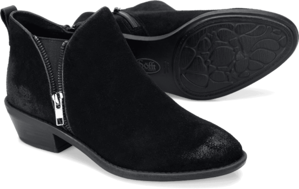 SOFFT Women's Vinton •Black Suede Leather•  Zipper Bootie - ShooDog.com